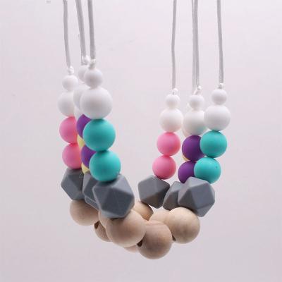 China Custom 100% Wholesale Diy Non-Toxic Soft 100% Food Grade Silicone Teething Beads Sensory Baby Teething Necklace Chew Necklace For Caring Moms for sale