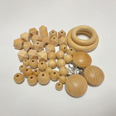 China High Quality Eco-friendly Natural Octagonal Loose Beech Baby Bead Spacer 10-20MM Color Wooden Beads Teether for sale