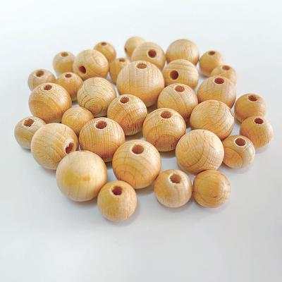 China Wholesale Eco-Friendly Natural Color Round Teether Round Unfinished Wooden Safe Beech Beads Wooden Beads for sale