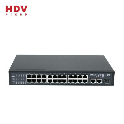 China Office POE Shenzhen Factory 24FE POE +2GE UP Port Link +1G SFP 24 POE Switch for sale