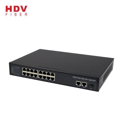 China POE OEM Factory Price 2 Port Uplink RJ45+16 Gigabit PoE Ethernet Network Poe Switch for sale