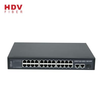 China Hot Popular POE Gigabit 24port Poe Switch + 2 Port 1000Mbs +1*1000 SFP Network POE Switch for sale