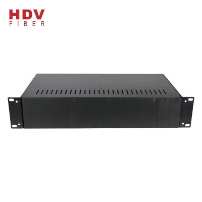 China Network Over Current 2U 14 Slots Rack-Mount Fiber Optic Media Converter Chassis for sale