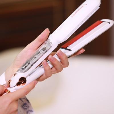 China Argan Oil Steam Hair Care Professional Flat Infrared &Ultrasonic Iron Steamer Rechargeable Hair Straighteners for sale