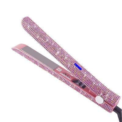 China New Design Diamond Hair Straightener Brown Outdoor Hair Straightener Titanium Plate Bling Bling Surface for sale