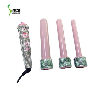 China Outdoor Professional Best Selling Shiny Bling Crystal Embellished Ceramic Soldering Curling Iron And Hair Straightener for sale