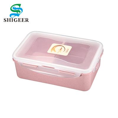 China Customized 3 Color 1250ml Plant Fiber Sustainable Food Crisper Box With Lid for sale