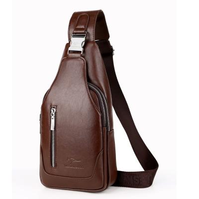 China Multifunctional Hot Selling Simple Durable Messenger Men Chest Bag PU Leather Trunk Bag Shoulder Bag for sale