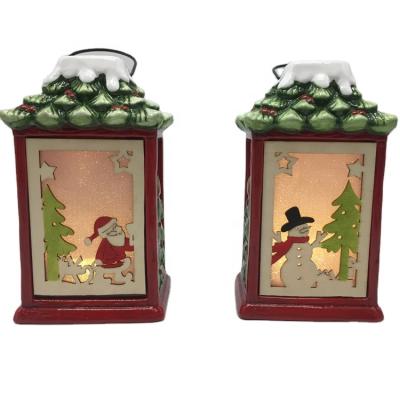 China Europe Christmas Gifts LED Lights Christmas Window Decorating Christmas Decorations Ceramic Lantern for sale