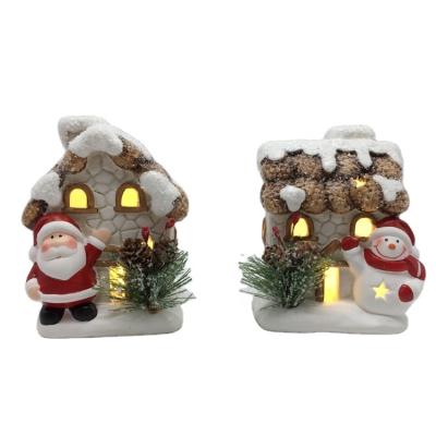 China Hand Painted LED Christmas Decoration Europe Home Christmas Gift Ceramic Table Decor for sale