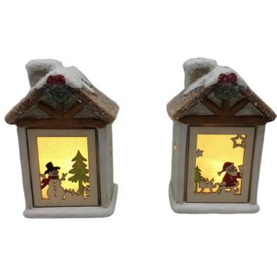 China Europe Christmas Bedroom Ceramic Model Led Light With Santa Snowman Design Christmas Gift for sale