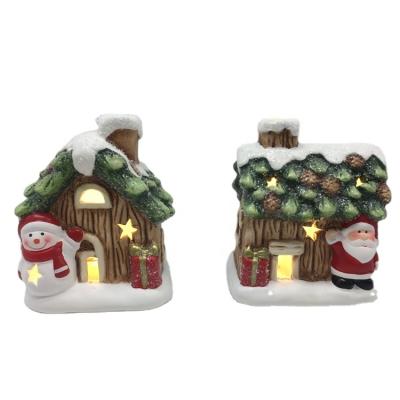 China Europe Factory Ceramic Festival Decoration Christmas Snow House Christmas Hanging Ornaments for sale