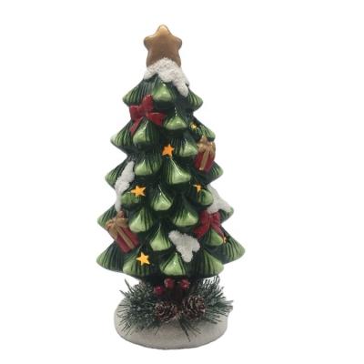 China Colorful Christmas ceramic decoration party decor led green ceramic christmas tree with led light for sale