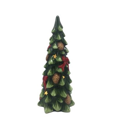 China Wholesale Custom Ceramic Christmas Decoration Vintage Led Lights Ceramic Christmas Tree For Decoration for sale