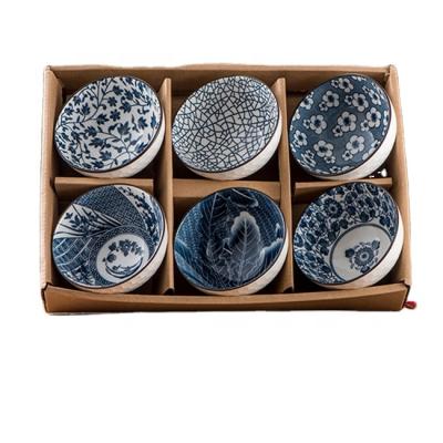 China Amazon 4.5inch Healty Sustainable Ceramic Bowl Natural Japanese Ceramic Gift Set Blue And White Porcelain Bowl for sale