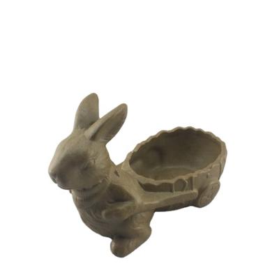 China CLASSIC ceramic stonerware home decoration outdoor rabbit carry pot for Easter holiday for sale