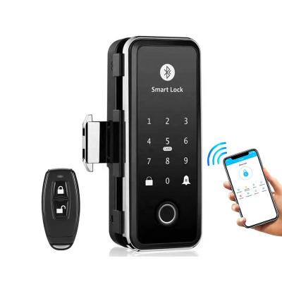 China Home Hotel Apartments Senleean Smart Glass Door Lock Ttlock Mobile Phone Digital Key Password Card Fingerprint Smart Glass Door Lock For Office for sale