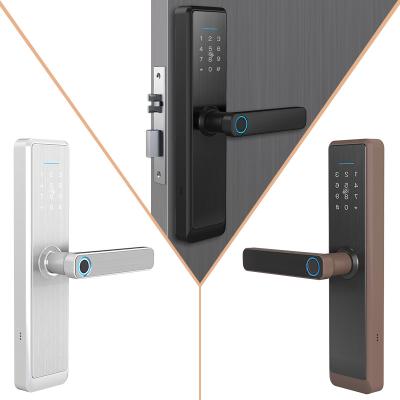 China Tuya version or TT version fingerprint smart door lock or standard electric digital tuya version amazon success handle password ttlock smart door lock suitable for room apartment office for sale