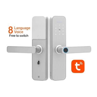 China TUya Version or TT Version or Senleean Cerraduras Puerta Inteligente Version Senleean Cerraduras Puerta Inteligente Door Handle Lock Smart Wifi Tuya Ttlock Standard Outdoor Biometric Fingerprint Door Lock for sale