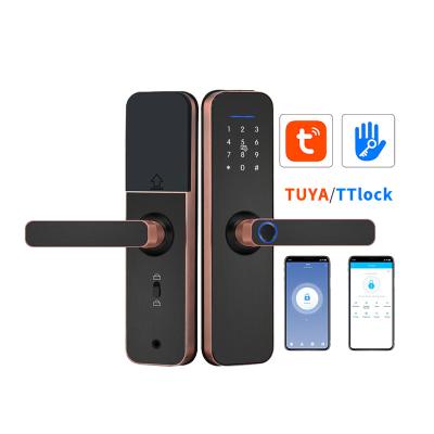 China TUya Version or TT Version Smart Digital Tuya TTlock Apartment Room Electronic Wooden Door Lock or Version Hot Sale Senleean Wifi App Fingerprint Standard High Quality Code for sale