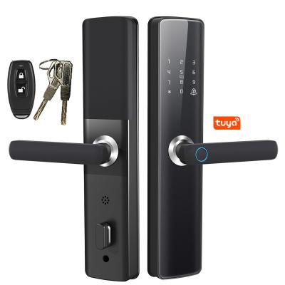 China Tuya Wifi Digital Aluminum Alloy Security Smart Home Handle Fingerprint Keyless Intelligent Password Electronic Smart Door Locks for sale