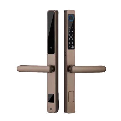 China Home /Office/School etc APP Remote Smart WiFi Tuya Open Electronic Digital Fingerprint Door Lock for Sliding Aluminum Glass Wooden Doors for sale