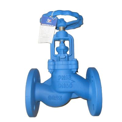 China JIS 10K Water Bellow Seal PTFE Liner Cast Iron Globe Valve for sale