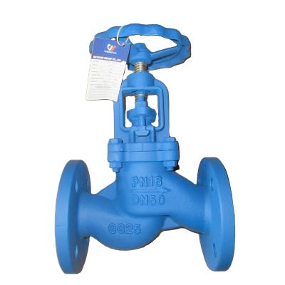 China Water ANSI PN16 DN50 GG25 Bellows Seal Cast Iron Globe Valve For Steam for sale