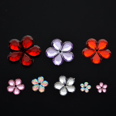 China Flatback Red Color Flat Flower Acrylic Beads For Decor And DIY for sale