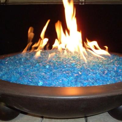 China The Reflected Fire Stocked Pit Fireplace Glass Colored Fire Pit Glass Rocks for Indoor and Outdoor Gas for sale