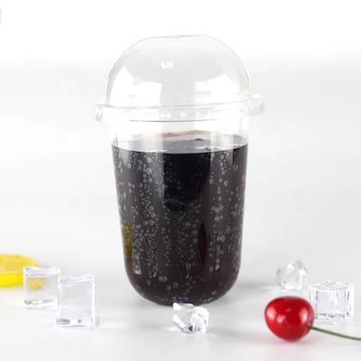 China Stocked 16oz 95mm Plastic Disposable Coffee Cup PP Milktea U Shape Transparent Plastic Cup for sale