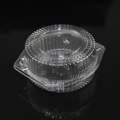 China Clear Plastic Disposable Round Blister Clamshell Fruit Salad Container Packaging Box for sale