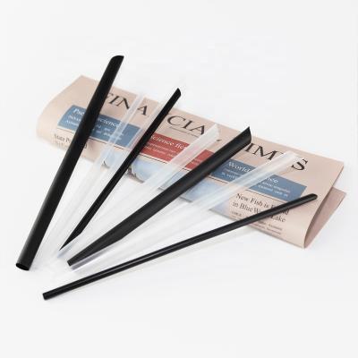 China Large straw 19cm 23cm pp milk tea straw drinking color juice fluffy transparent black plastic disposable straw for sale