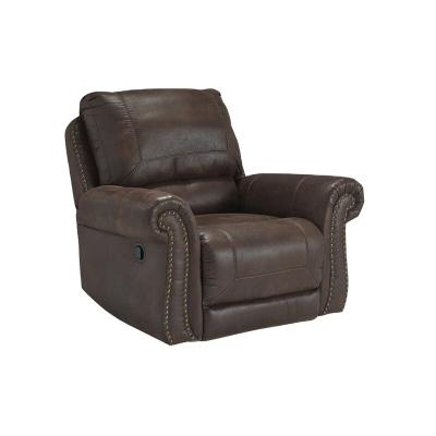 China PU Leather Recliner Sofa Wide Wide Rounded Arms (Other) Classic Manual Rocker Adjustable With Nailhead Trim for sale