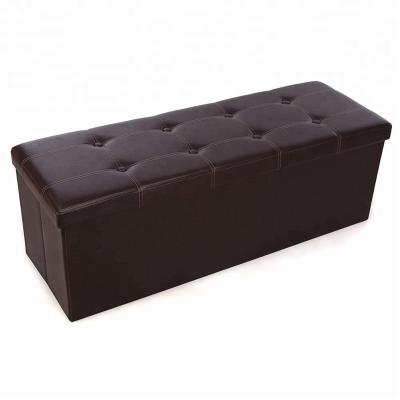 China Large Durable Foldable Tufted Faux Leather Ottoman Storage for sale