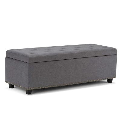 China Durable Fabric or PU Leather Button Studded Nails Stool with Storage Bench for sale