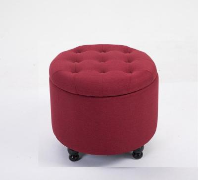 China Multifunctional Button Tufted Fabric Around Storage Ottoman for sale