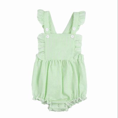 China 2022 Cute Angel Sleeve Seersucker Cotton Bubble Baby Romper New Arrival Summer Soft Baby Clothing for sale