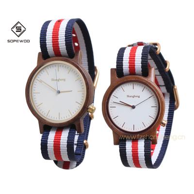 China Japan Custom Movement Non-specific SOPEWOD Lovers Logo Wooden Watch With Nylon Strap for sale