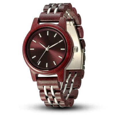 China SOPEWOD Unisex Custom Engraved Logo Red Sandalwood Alloy Quartz Wooden Watches for sale