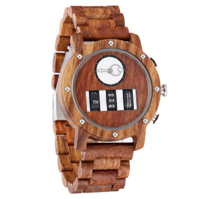 China Full Natural Wooden Complete Calendar SOPEWOD OEM/ODM Calendar Digital Day Date Men's Watch for sale