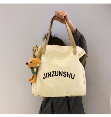 China Female portable students 2022 new spring and summer of one shoulder bag recyclable canvas large capacity Tote Bag for sale