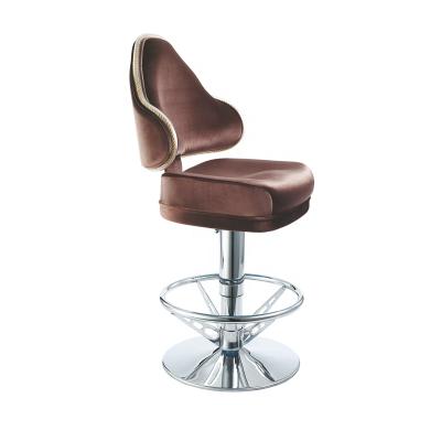 China Factory Wholesale Modern Metal Base Adjustable Height Brown Leather Bar Stools Pare Up Chair Stools for sale