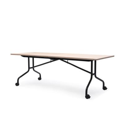 China Wholesale Eco-friendly Metal Wood Top Leg Wire PVC Sonken Conference Meeting Table Collapsible Training Table With Wheels for sale