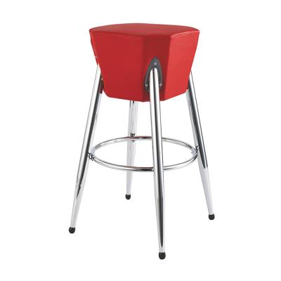 China Sonken Plywood PVC Iron Frame Red Barchair Luxury Modern Barstool Swivel for sale