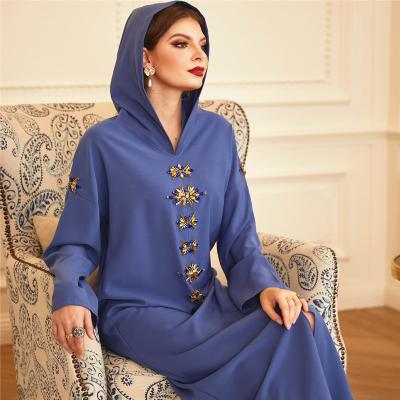 China YQ1007 Breathable Abaya Dubai Turkey Abaya Kaftan Kaftan Muslim Dress YQ1007 With Hood Diamond Islamic Clothing Women for sale