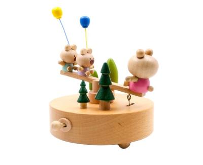 China Wooden music box creative making of decoration bear music box crafts wooden children's gifts for sale