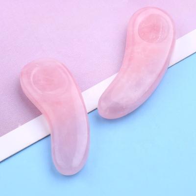 China Custom Made Pink Rose Quartz Cosmetic Spatula Makeup Scoop Logo Facial Cream Spoon Facial Skin Care Spoon Face Mask Massager for sale