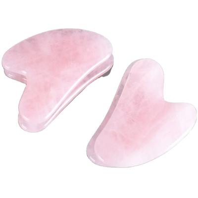 China Hot Selling Facial Amazon Body Massage Neck Lifting Stone Rose Quartz Pink Gua Sha for sale