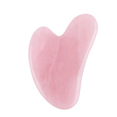 China Customized Washable Pink Rose Quartz Gua Sha Massager Logo Body Neck Massager Guasha Stone Heart Shape for sale